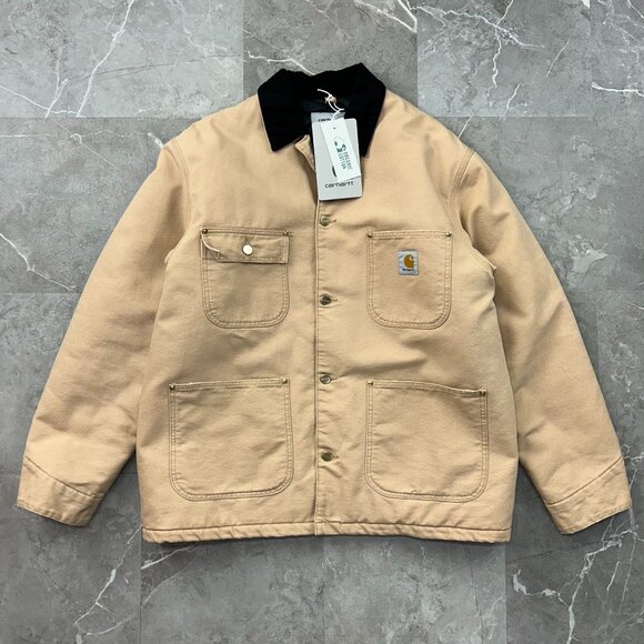 Carhartt WIP OG Chore Coat Mens Large Diamond Quilted Insulated Workwear Brown - Picture 1 of 11